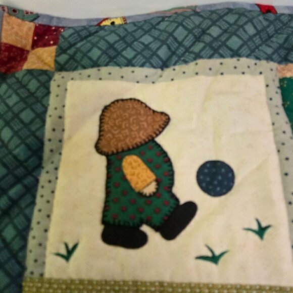 Vintage Overall Sam Mini Quilt Doll Quilt Wall Hanging Mid Century - Picture 3 of 8